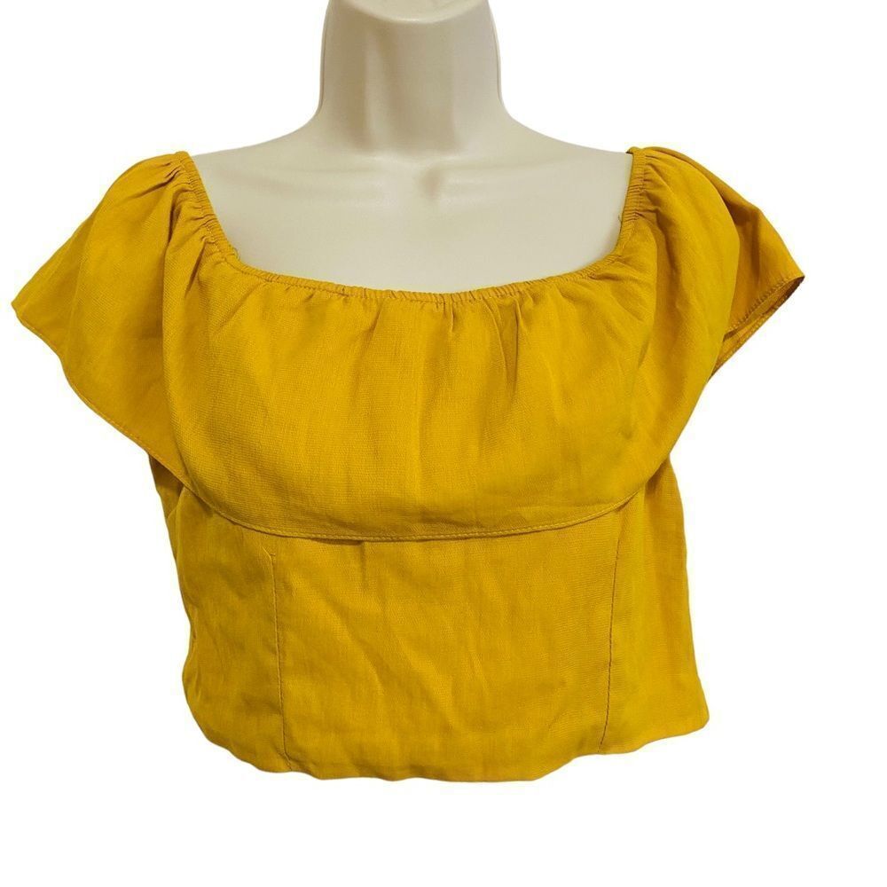 GOLDIE Ruffle Mustard Crop Top